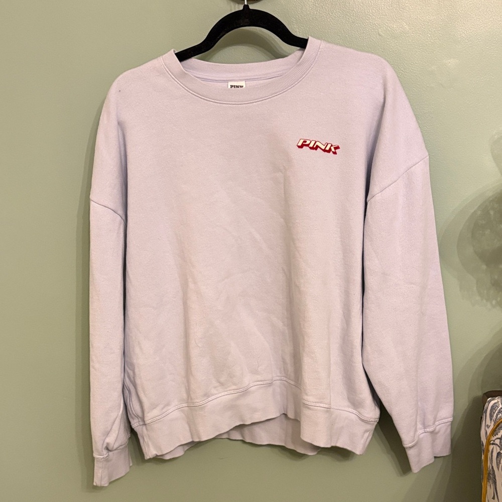 PINK Victoria's Secret Lavender Sweatshirt with Red Logo